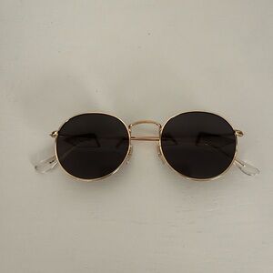 Round Gold Frame Sunglasses with Dark Lenses